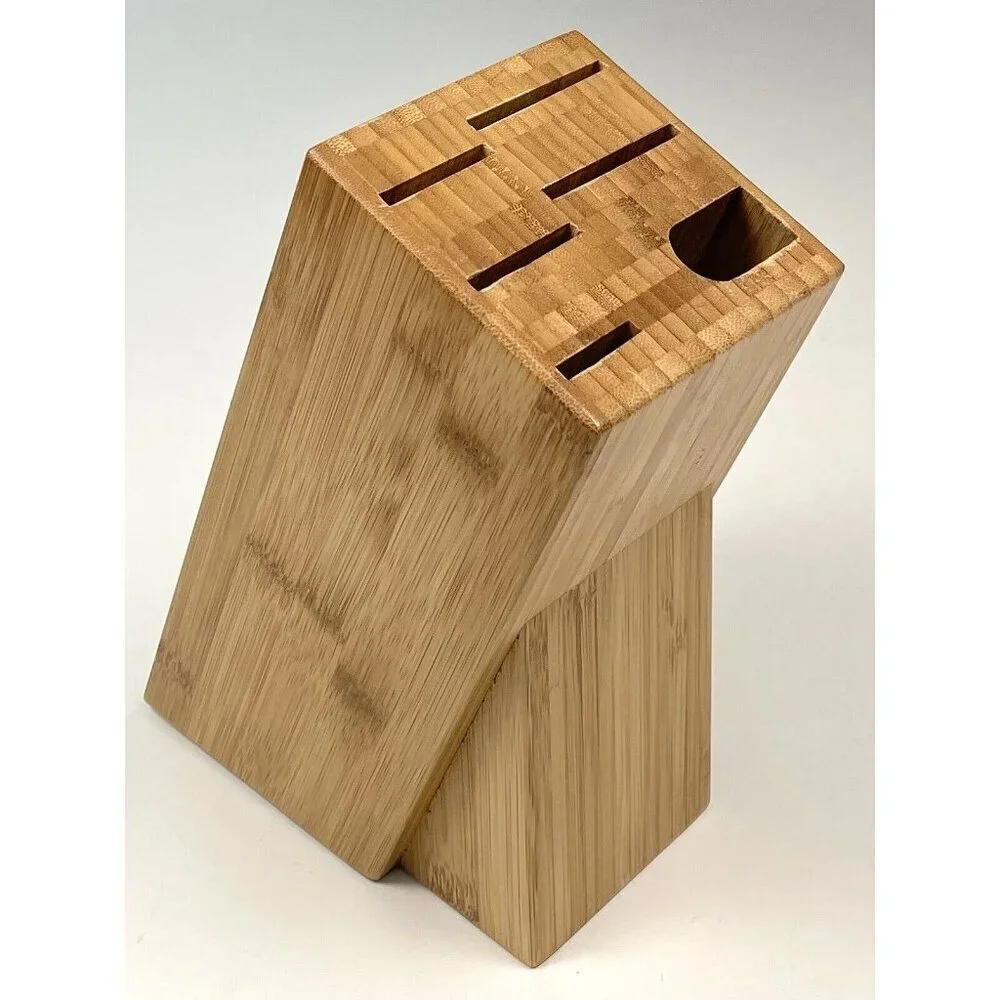 IKEA HYVLA 6-Slot Solid Bamboo Kitchen Knife Block Holder 302.938.98 22516 EUC